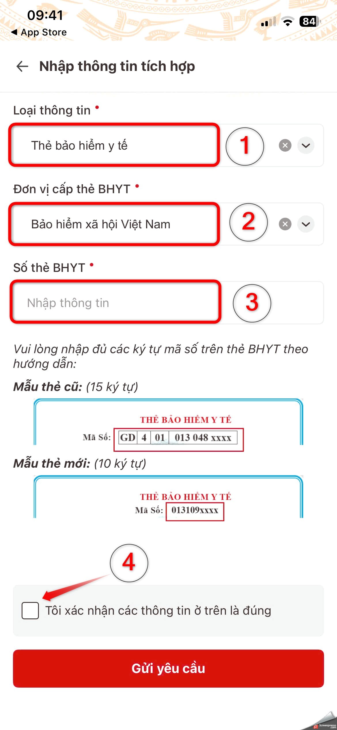 Điền thông tin thẻ BHYT - bước 6
