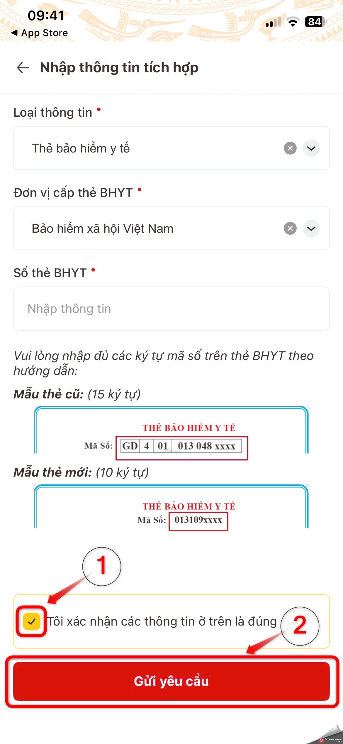 Xác nhận và gửi yêu cầu - bước 7